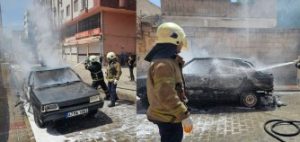 Mardin’de park halindeki otomobil yanarak kullanılamaz hale geldi