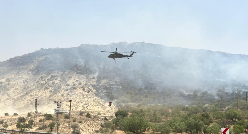 Mardin’de orman yangınına havadan ve karadan müdahale sürüyor